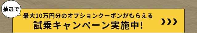 抽選で最大10万円分のオプションクーポンがもらえる試乗キャンペーン実施中！